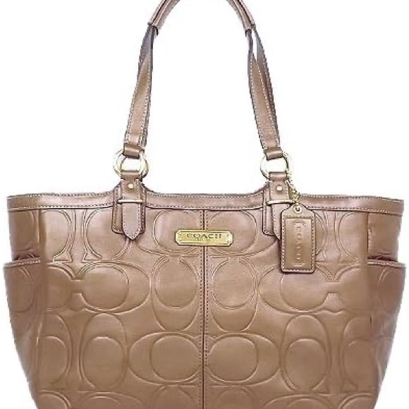 NWT Coach Gallery Embossed Leather Tote F20742 Brass/Copper Below $358 Retail - Picture 2 of 7